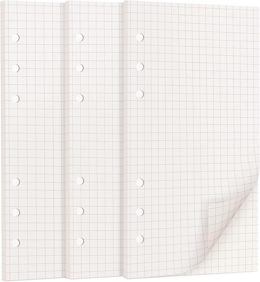 SnelShoppen - A6 Vulbladen 5mm Vierkant Papier, 135 Vellen - 100GSM Crème Wit Notitieboek Papier - 171x94mm Navulling voor 6-Rings Organizer, Bullet J