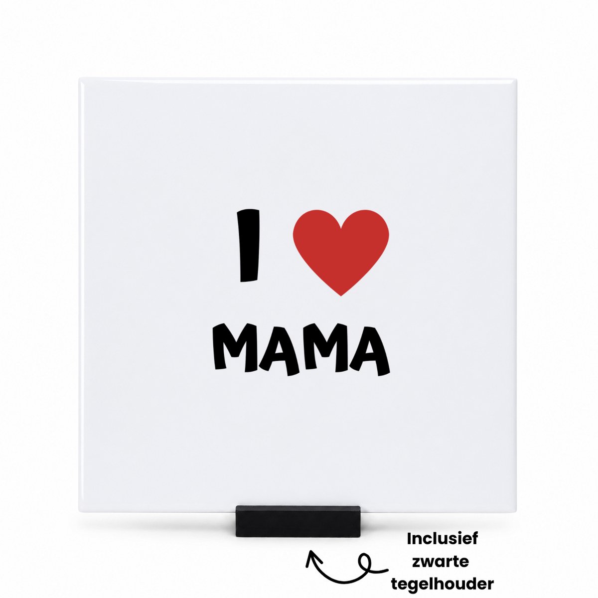 Hacebo I love mama tegeltje met tegelhouder - Moeder - de liefste mama - tegeltjes met tekst - Moeder cadeautjes - moederdag - verjaardag - geschenk - kado - spreuktegels - 15x15 CM Wit