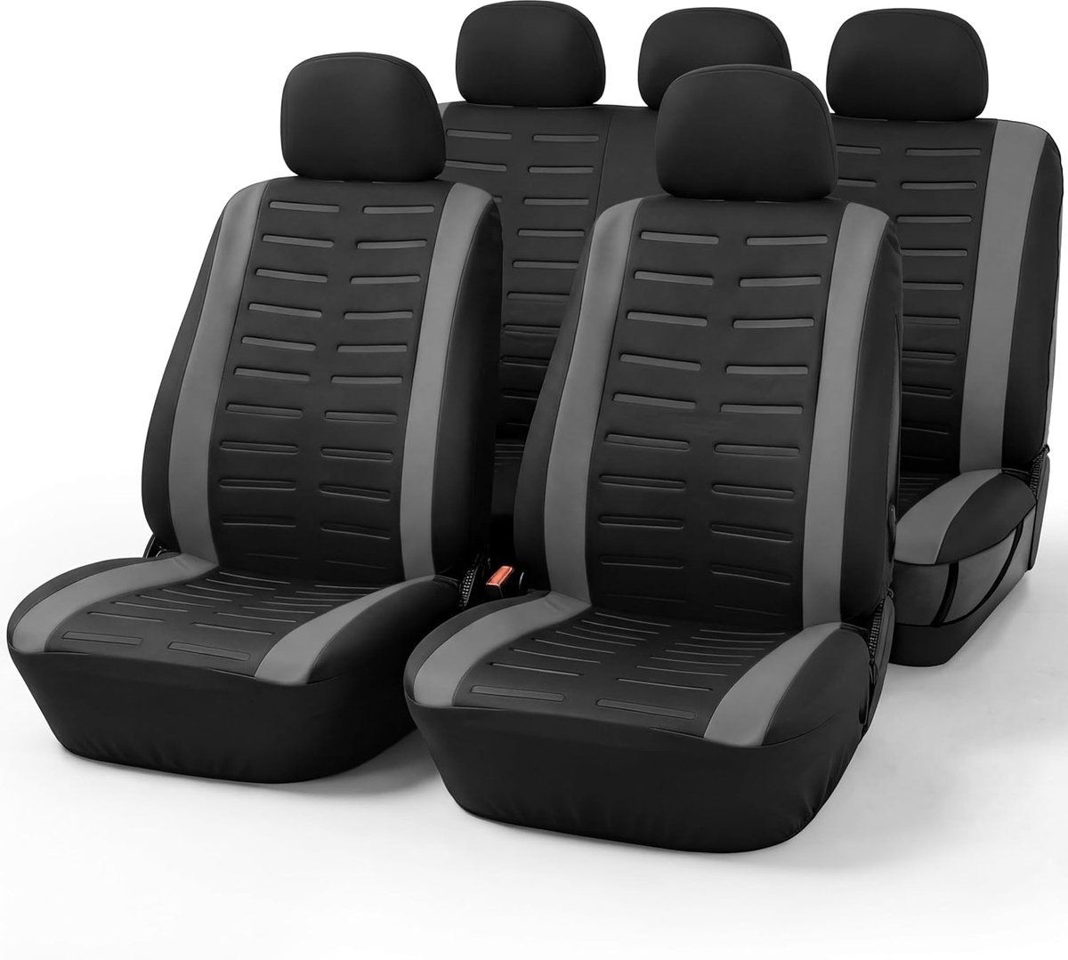 SnelShoppen - Universele Auto Stoelhoezen Set 9-delig - Grijs - Voor Voor- en Achterstoelen - Auto Interieur Accessoires