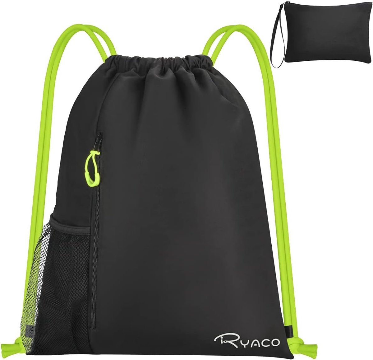SnelShoppen - Ryaco Gymtas Waterdichte Rugzak met Trekkoord voor School en Sport | Zwemsporttas met Buitenvak, Ritssluiting, Waterbeker-Netpakket en D