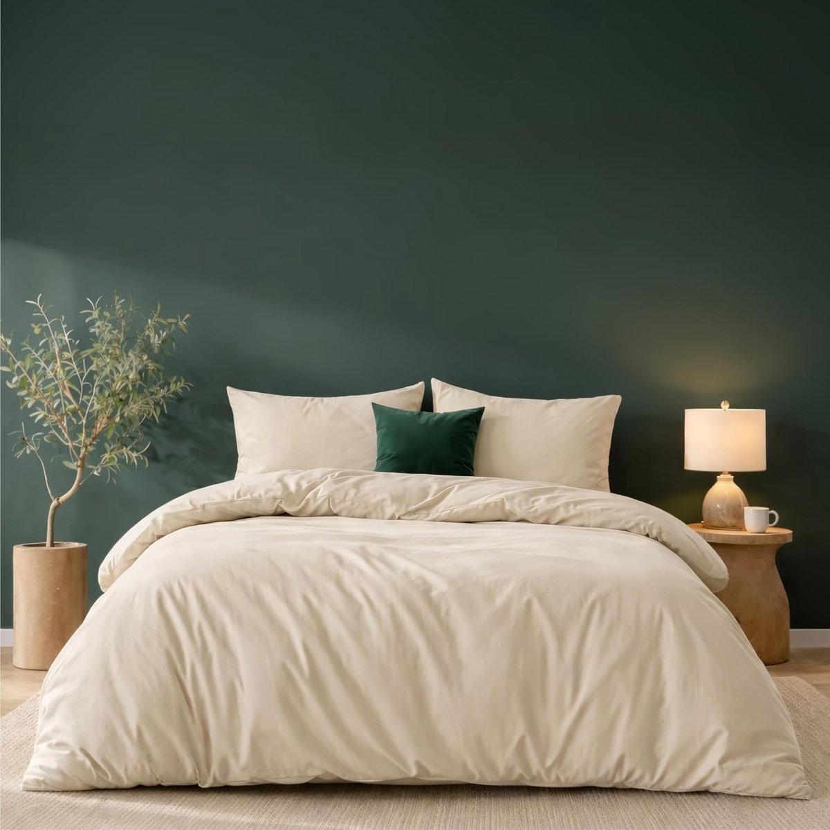 SnelShoppen - Luxe Twinzen Dekbedovertrek 240 x 220 cm met 2 Kussenslopen 50 x 70 cm, Beige Microfiber Set - Ademend, Lichtgewicht, Oeko-Tex Kwaliteit