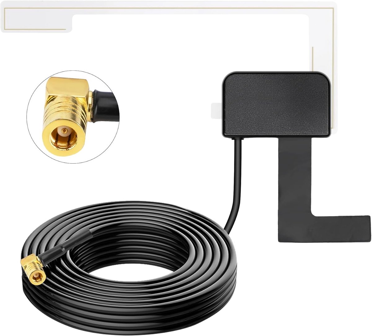 SnelShoppen - DAB Auto Antenne met SMB Connector | 3m Actieve Antenne voor DAB+ Radio met Verbeterde Ontvangst en Eenvoudige Bevestiging op Autoruit