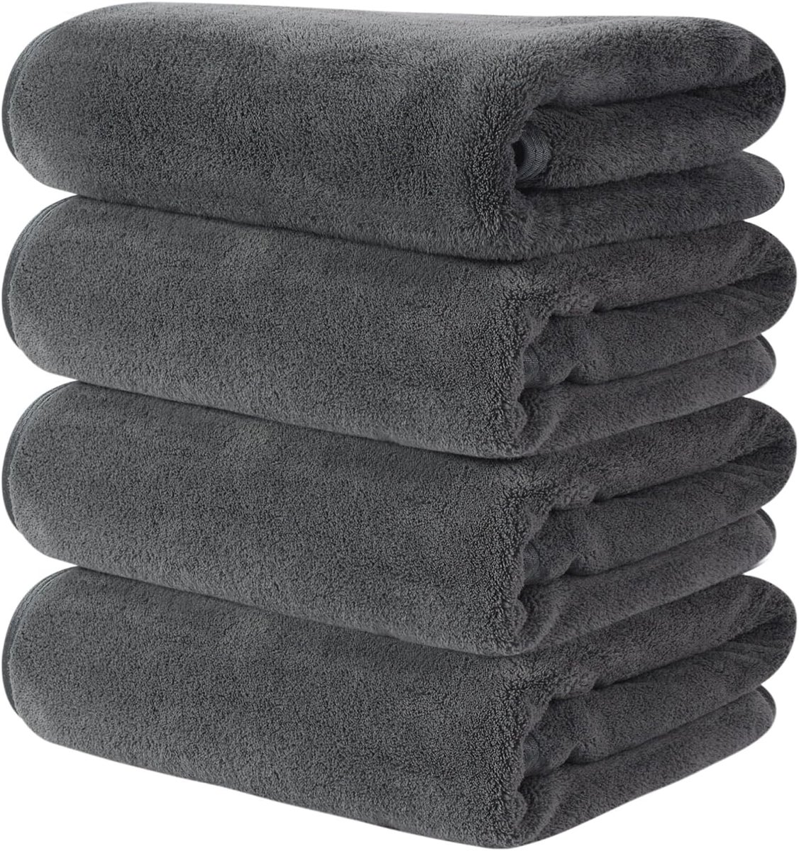 SnelShoppen - Set van 4 Donkergrijze Microvezel Handdoeken - Pluizige, Zachte en Absorberende Badhanddoeken - 50 x 100 cm - Ideaal voor Thuis, Sport e