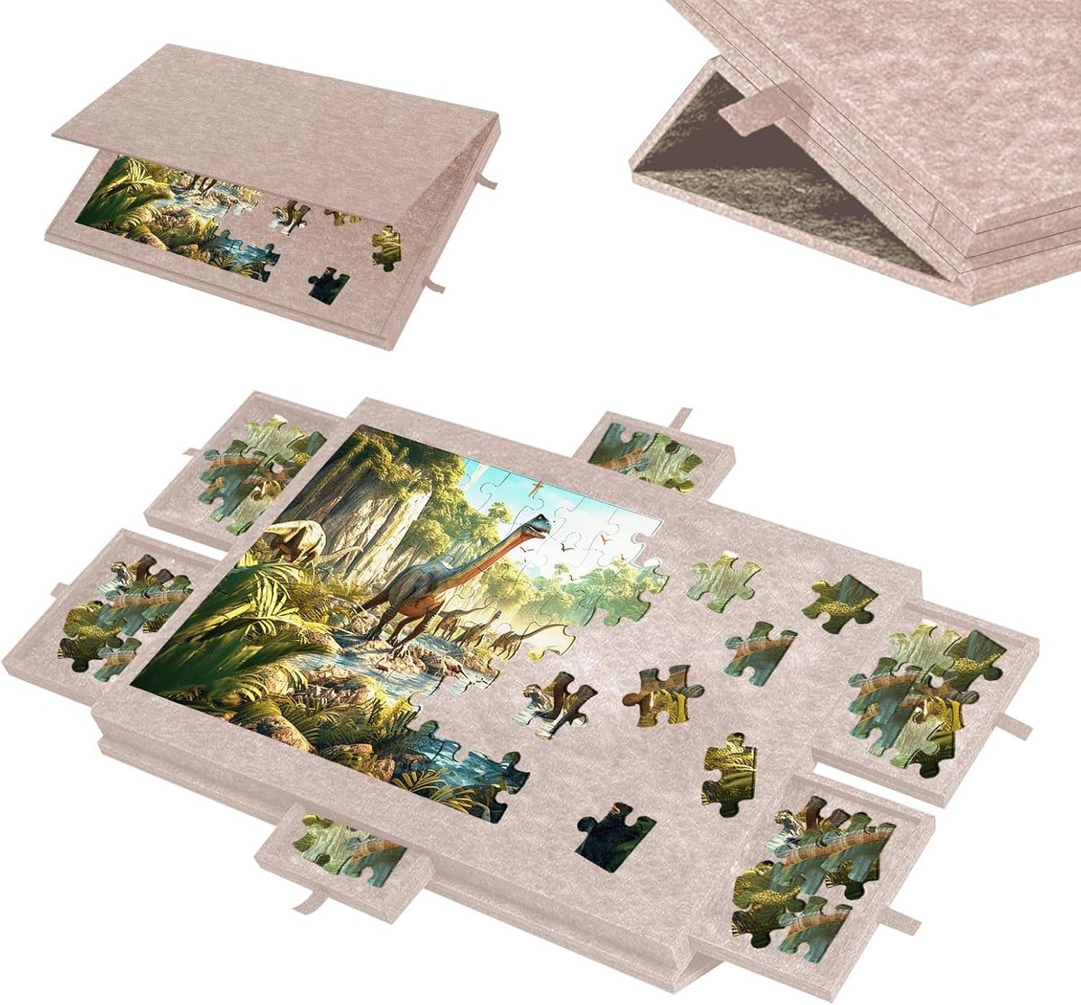 SnelShoppen - Tilting Puzzel Tafel voor 1000 Stukken met 6 Laden, 2-in-1 Puzzel Bord, Stand en Beschermhoes, 77 x 53.5 cm - Ideaal voor Thuis en Puzze