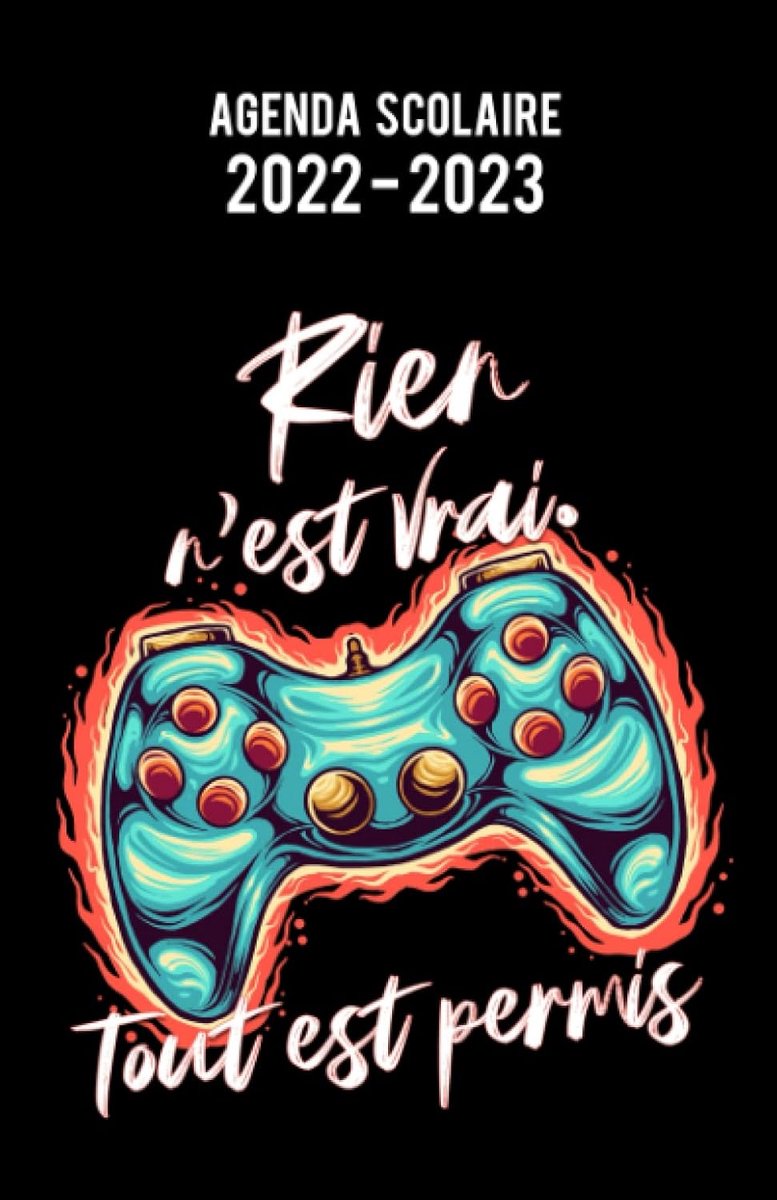 SnelShoppen - Agenda scolaire 2022 2023 Gamer - Planificateur journalier A5, 1 dag per pagina, voor studenten, middelbare school, collage, september 2