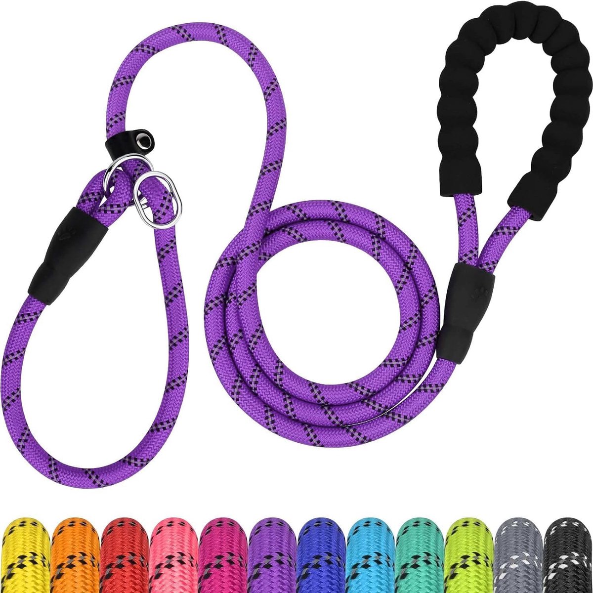 SnelShoppen - 1.8M Hondenriem voor Wandelen en Trainen, Zachte Grip, Reflectoren, Ideaal voor Alle Rassen, 10mm x 185cm, Paars