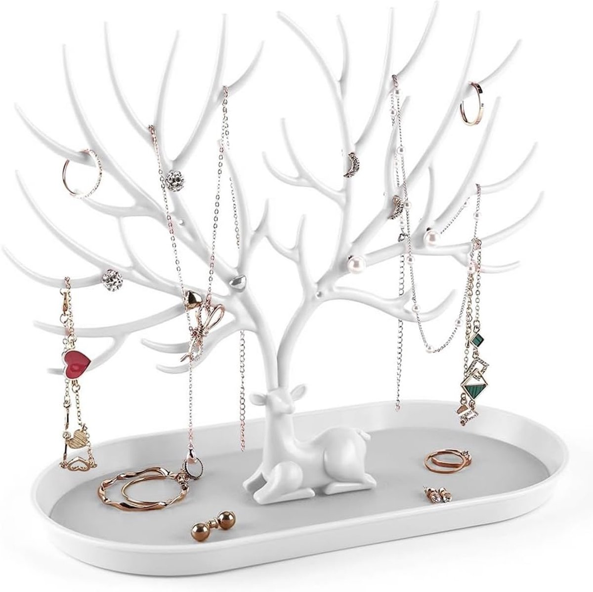 SnelShoppen - Decoratieve Antler Jewelry Stand - Sieradenhouder Earring Holder - Armbandstandaard - Lichtgewicht en Duurzaam - 24.5x12.5x21.5 cm - Per