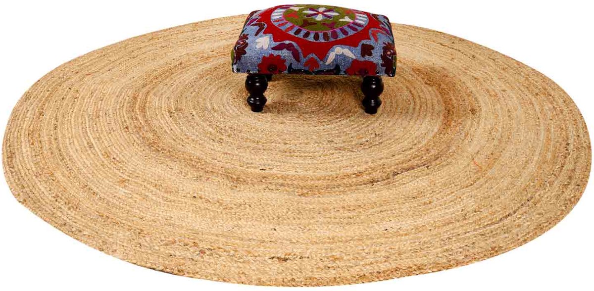 Rond jute vloerkleed – Handgemaakt tapijt van 100% natuurvezel – Naturel beige tot bruin – Ø 90, 120 of 150 cm – Tamani Natur