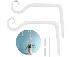 SnelShoppen - Loogi Plant Holder 15 cm - Minimalistische IJzeren Wandhaken voor Planten, Vogelhuisjes, Lantaarns, Wanddecoratie - Set van 2 Stuks Wit