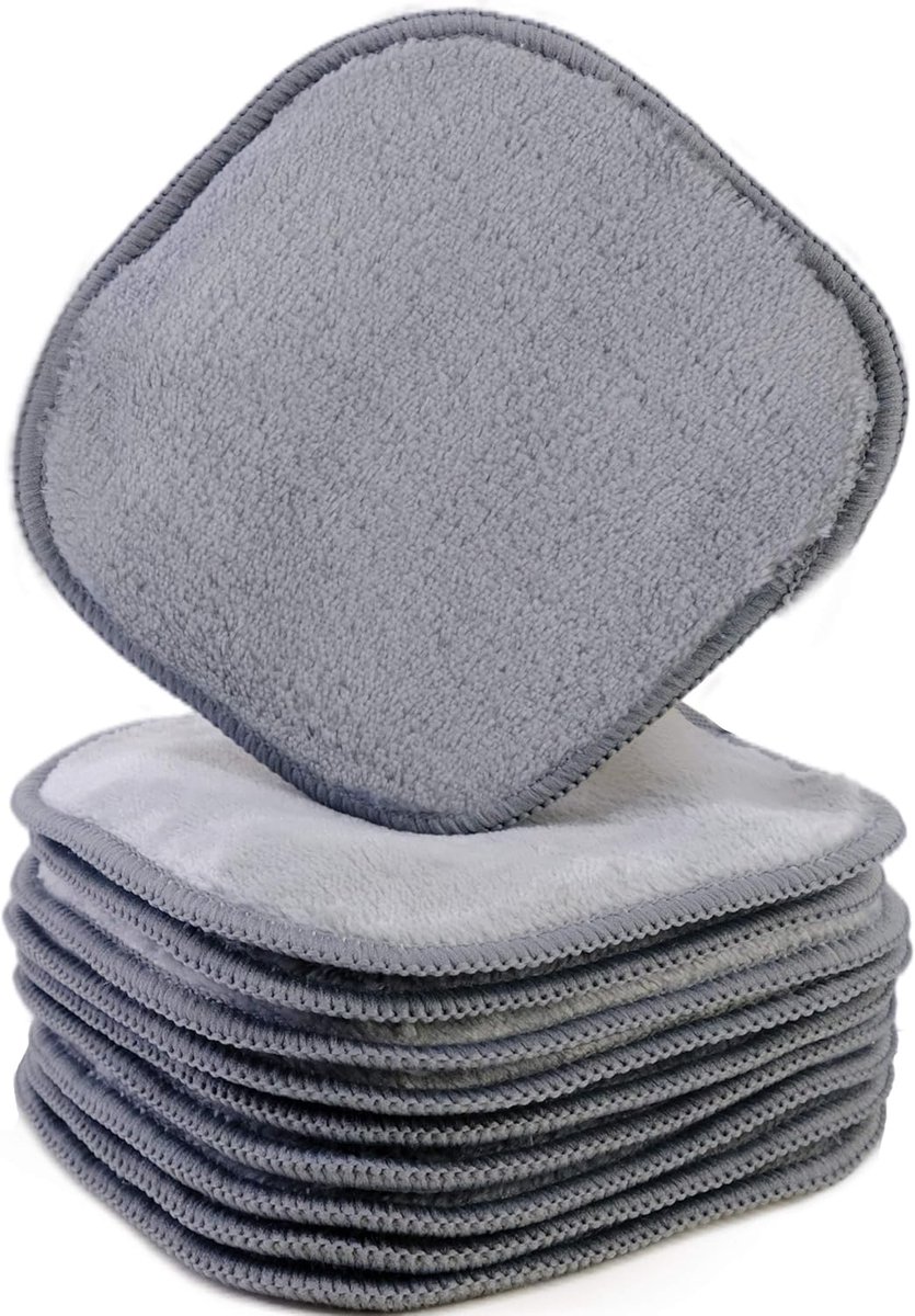 SnelShoppen - Premium Microfiber Fleece Doekjes voor Makeup Verwijderen en Gezichtsreiniging - Hypoallergeen en Chemisch Vrij - Set van 10 - Grijs - 1