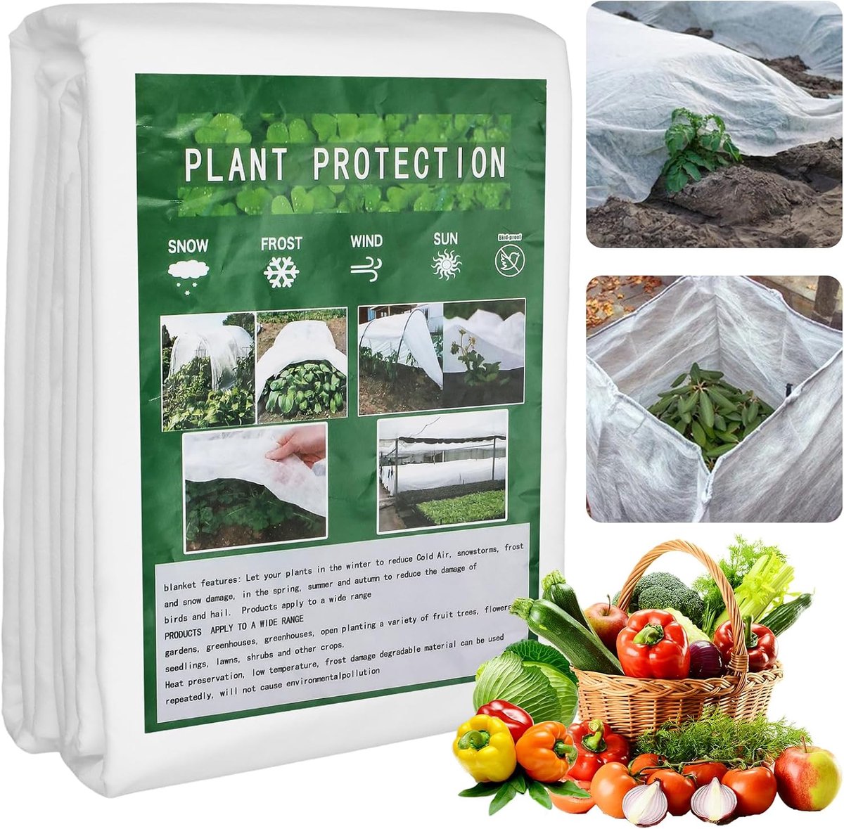 SnelShoppen - 2x5m Plant Fleece Frostbescherming - 35gsm Zware Plant Antivriesdoek - Tuin Bescherming voor Groenten, Bloemen, Insecten en Vogels