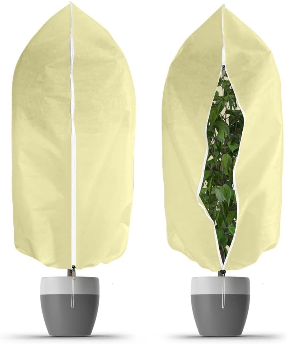 SnelShoppen - Winterbescherming Voor Planten - 2 Stuks 60g 80 * 100cm Ademend Fleece Dekzeil, Frostbescherming Voor Buitenplanten, Palm- en Citroenbom