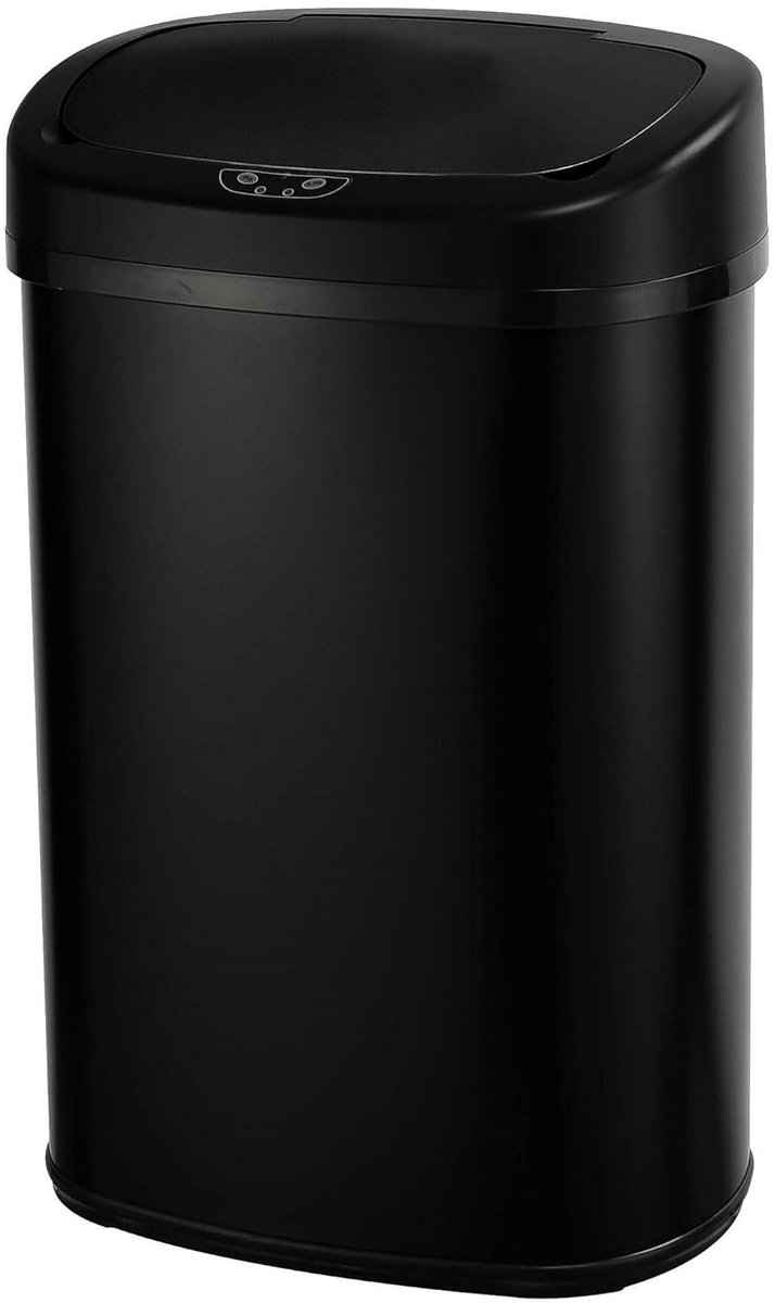 SnelShoppen - Automatische Keuken Afvalbak 58L - Matte Zwarte RVS Vuilnisbak met Straps - Rectangular - Ideaal voor Keuken, Feest en Camping