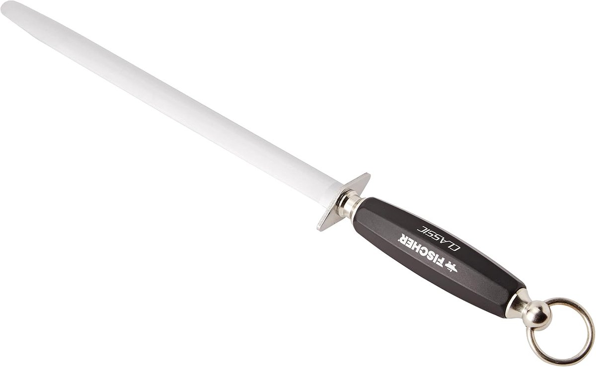 Thijox - 12-inch Ovaal Slijpstaal Classic - Fijn Gesneden, Chroom, Professioneel Gereedschap voor Koks, Keuken en Slagers