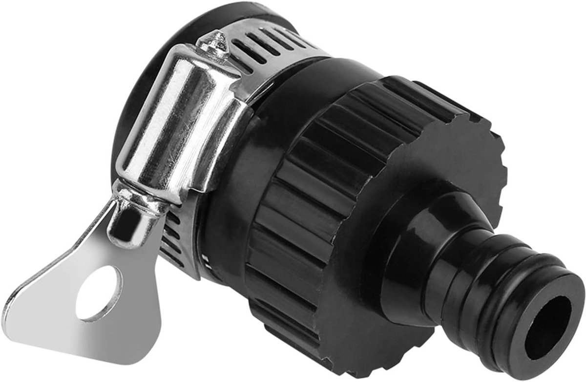 SnelShoppen - Faucet Connector, Tuinslang Adapter, RVS Kraan Fitting voor Keukentuin, Auto Was, Zwart, Duurzaam en Recyclebaar