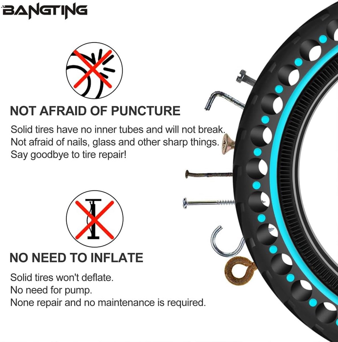 SnelShoppen - Vervangende Solid Tyres voor 8.5 Inch Elektrische Scooters - 8 1/2 x 2 Robuuste Rubber Banden - Blauw - Geschikt voor Xiaomi Pro 2 M365
