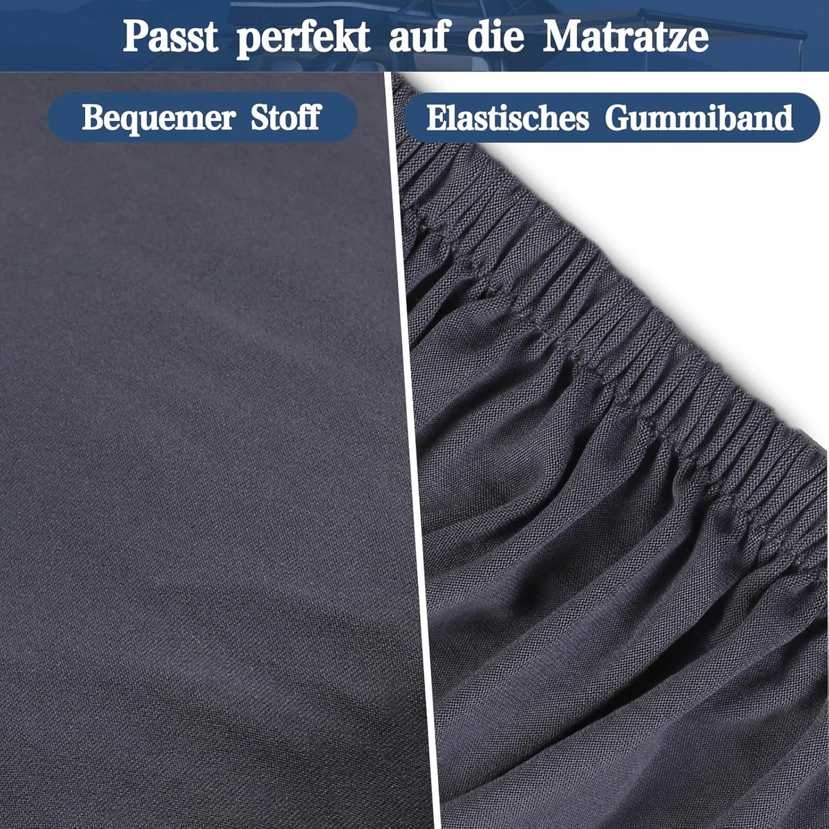 SnelShoppen - Camper Fitted Sheet VW California T6.1 - Pop-Up Dakmatras Fitted Sheet Grijs - Perfecte Pasvorm 198x116 cm - Geschikt voor T5/T6/T7 - Id