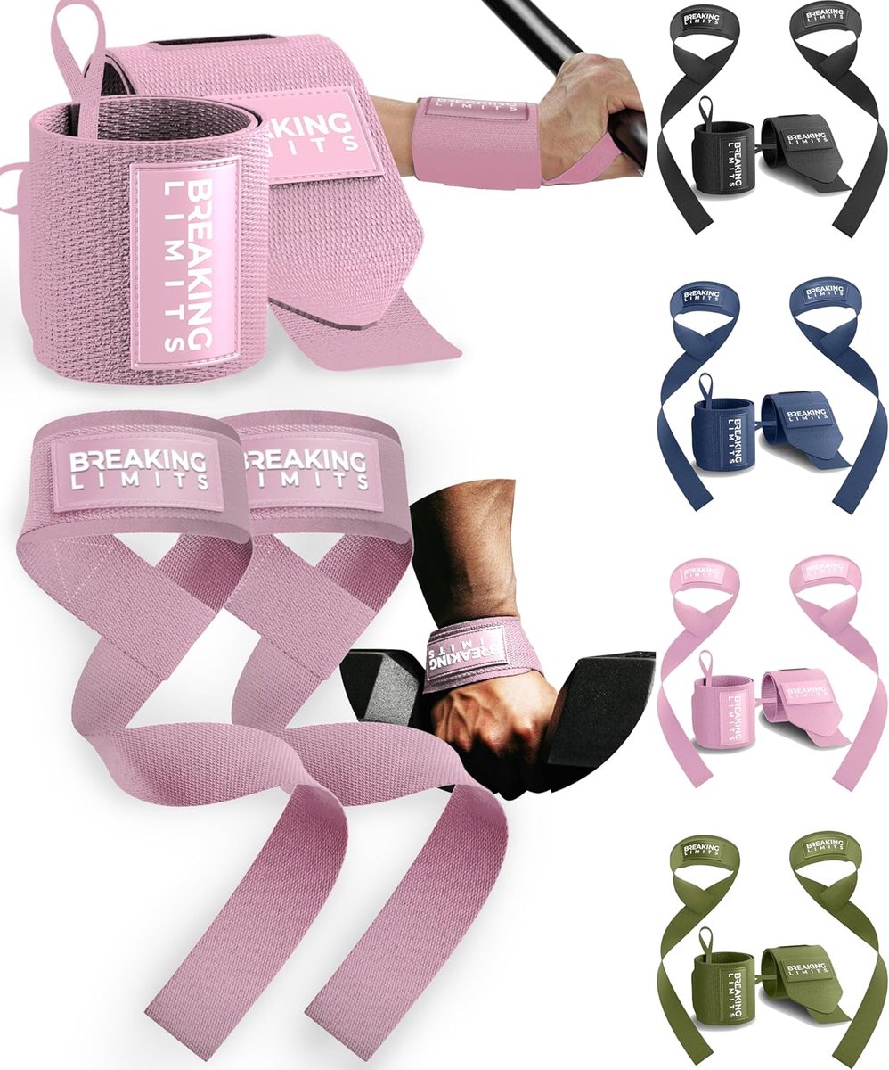Thijox - BREAKING LIMITS Set Tilbanden en Polsbandages - 2 Polsbanden, 2 Hijshulpmiddelen - Krachttraining, Gewichtheffen, Bodybuilding, Lifttraining,