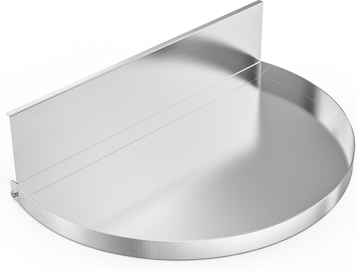 SnelShoppen - Roestvrijstalen Grill Druppelbak met Verwijderbare Houtskoolbak, Halve Maan Vetpan, Lekbakken voor 57cm Houtskool Barbecues, 42.2 x 27 x