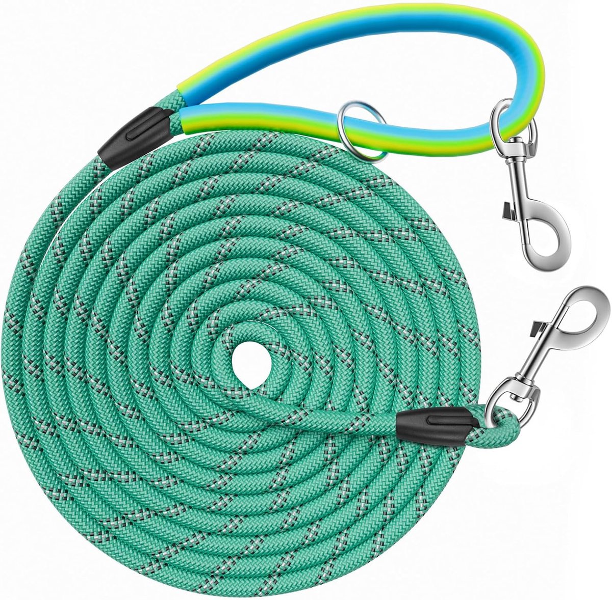 SnelShoppen - Lange Hondenriem 5M 10M 15M 20M 30M met 2 Draaihaken, Reflecterende Draad en Zacht Rubber Handvat voor Kleine, Medium en Grote Honden