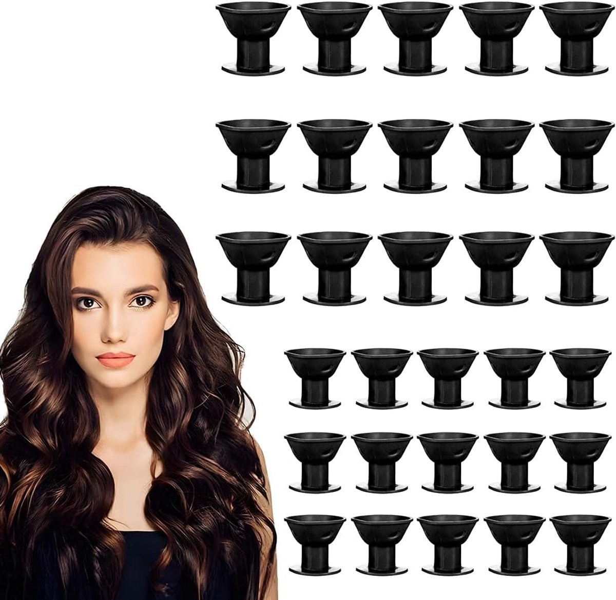 SnelShoppen - 30 x Silicone Curlers zonder Hitte voor Makkelijk Haarstyling, 15 Grote & 15 Kleine Curlers, Zacht en Comfortabel, Ideaal voor Natuurlij