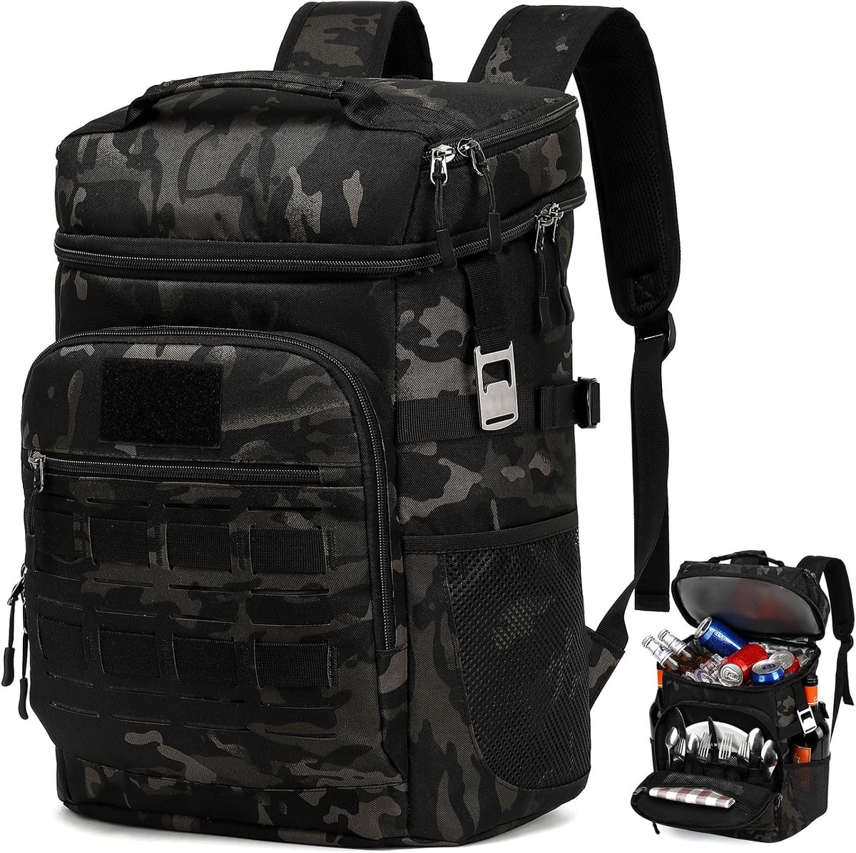 SnelShoppen - Tactical Cooling Backpack 40 Cans - Geïsoleerde, Lekvrije Koeltas Rugzak voor Mannen en Vrouwen, Lichtgewicht Soft Cooler met Thermo Com