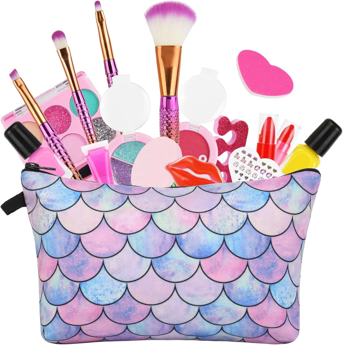 SnelShoppen - Kids Makeup Set voor Meisjes - 16-delige Fantasie Make-up Set - Non-Toxisch, Wasbare Cosmetica - Inclusief Oogschaduw, Lippenstift, Nage