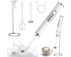 Thijox - Oplaadbare Melkopschuimer - Draagbare Elektrische Schuimmaker - Waterdichte Roestvrijstalen Garde - Inclusief 2 Afneembare Gardes - Ideaal vo