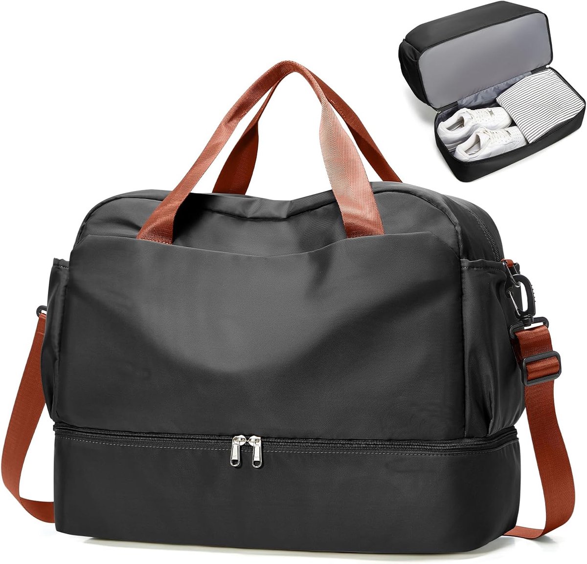 SnelShoppen - Travel Duffel Bag Weekender Bag met Trolley Cover, Waterdichte Gymtas, Olive Green, Perfect voor Reizen, Sporten, Weekenduitjes, Ziekenh