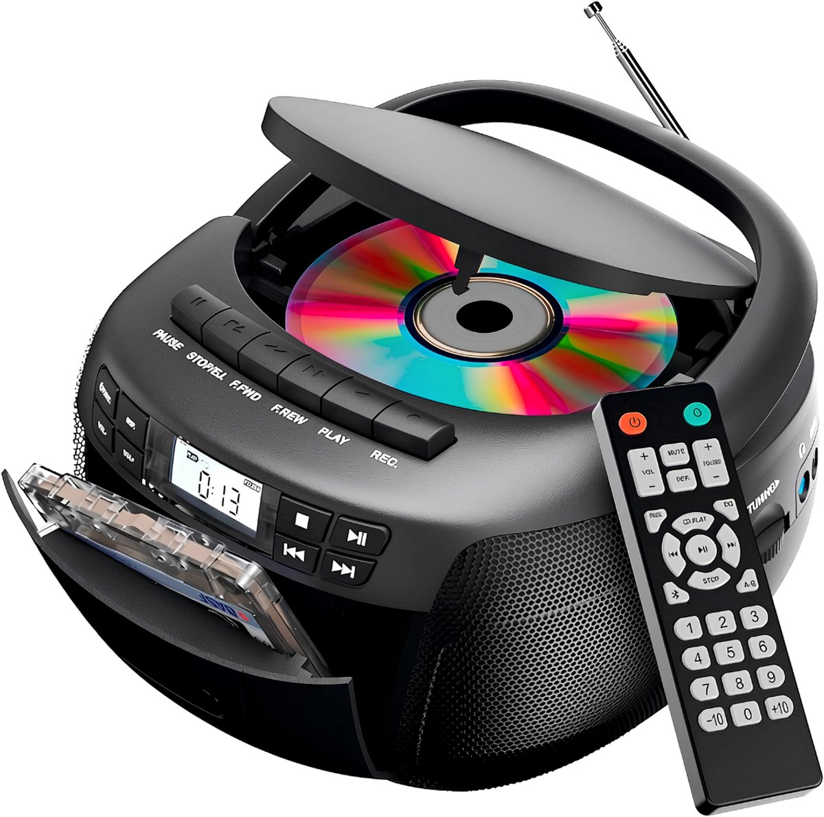 SP® CD Speler Draagbare - Draagbare Bluetooth CD Speler - CD Speler - Zwart - 22cm x 22cm x 13cm