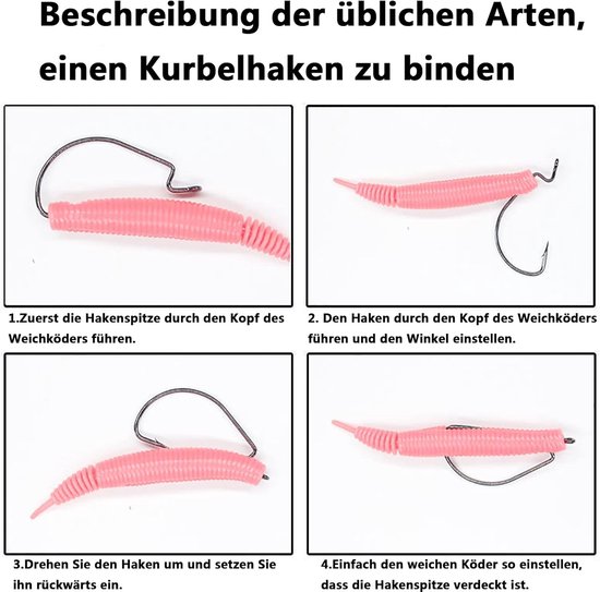 SnelShoppen - 50pcs Vissen Haken Hoog Koolstofstaal Worm Soft Bait Jig Haken met Plastic Box - Sterke en Corrosiebestendige Haken voor Visserij van Snelshoppen — afbeelding 3