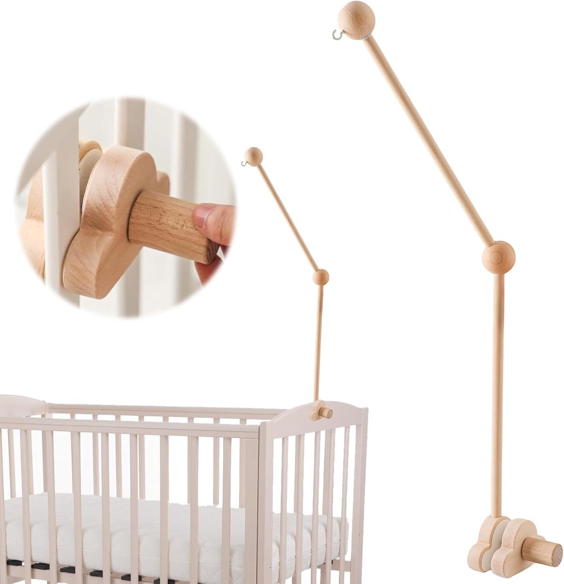 SnelShoppen - Mobiele Houder voor Baby's - Beweegbare Houten Standaard - Baby- en Kinderbed - Duurzaam en Niet-Giftig Hout - Perfect voor Speelgoed en