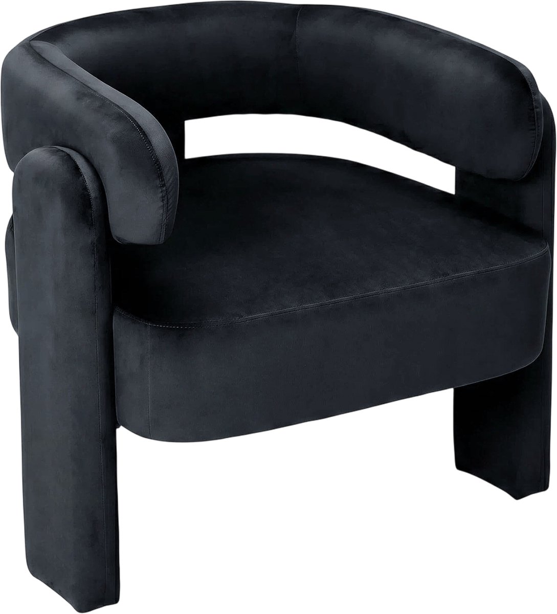 HomeMiYN Hoekstoel Zwart – Velvet Fauteuil met Brede Zitting, Comfortabele Vulling en Modern Design, Lounge Stoel voor Woonkamer, Slaapkamer en Leeshoek