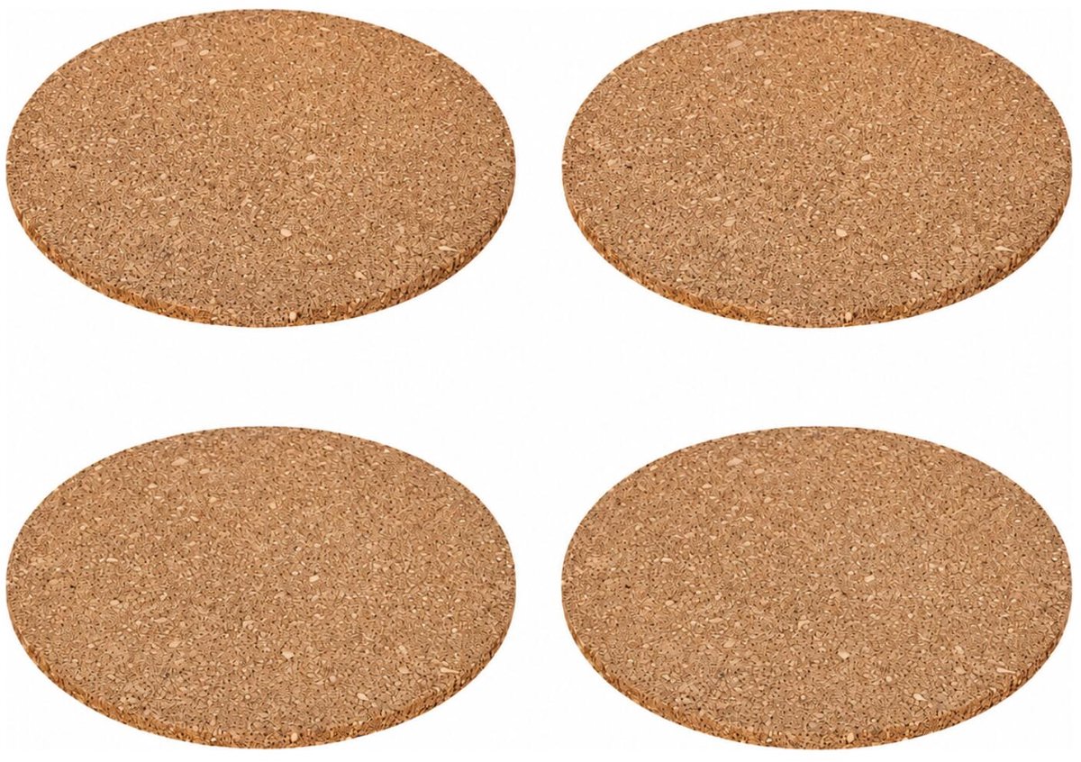 Alessandro Onderzetter voor pannen - set 4x - kurk - dia 18 cm - rond - hittebestendig - kookpannen/ovenschalen