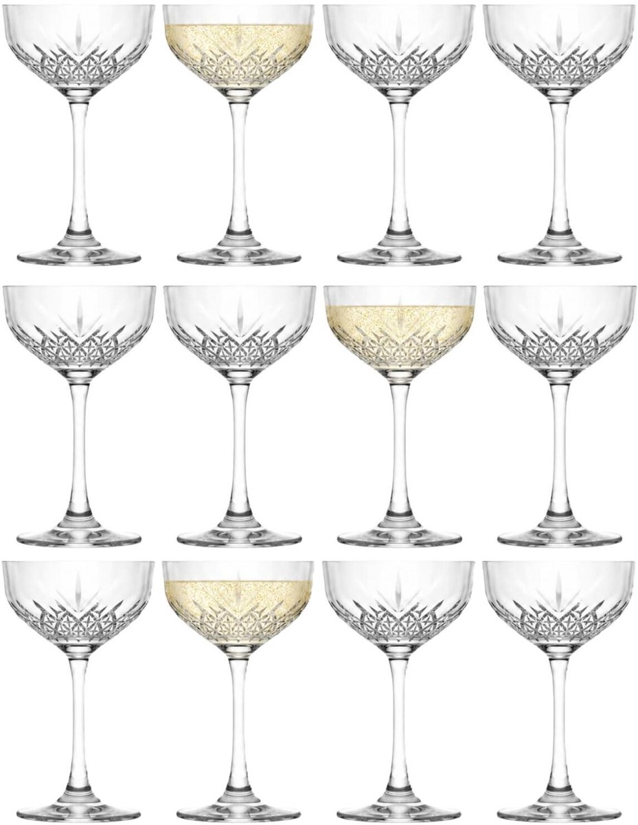 Pasabahce Champagneglazen Timeless - 12x - 250 ml - kristalglas - coupe glazen