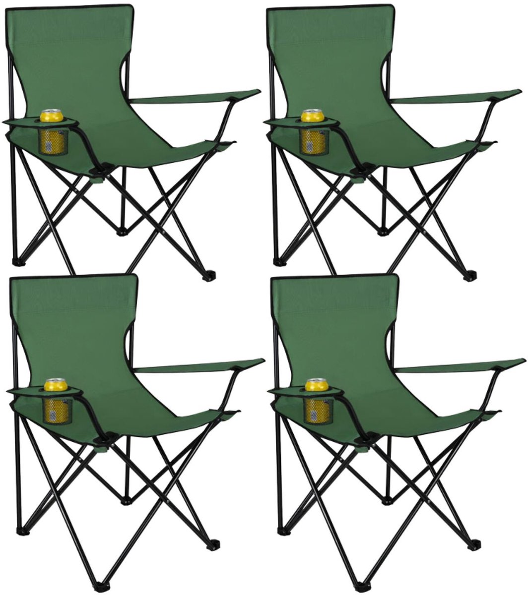 Trizand opvouwbare stoel - 4x - groen - 80 x 47 x 80 cm - visstoel/campingstoel - incl draaghoes