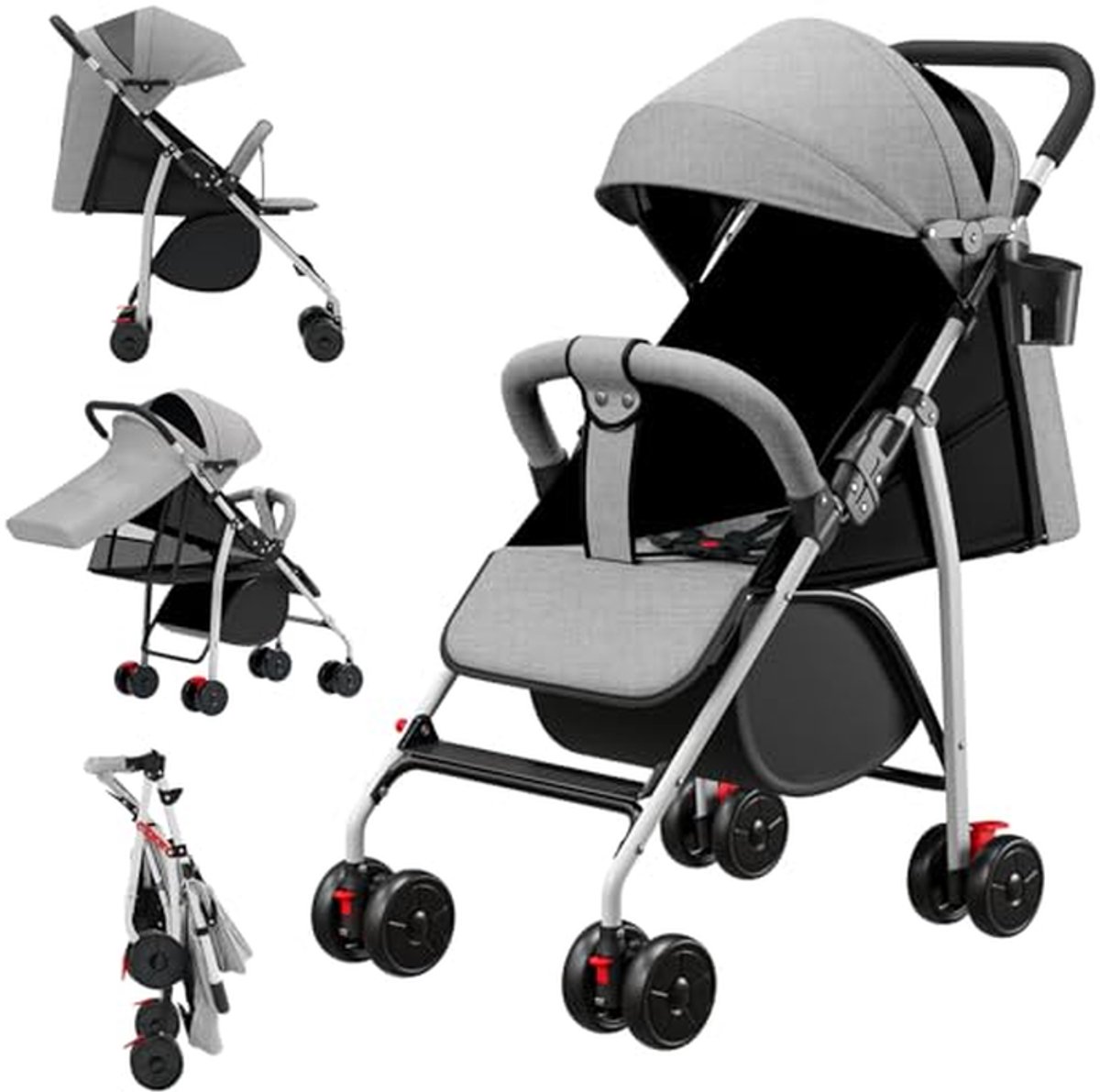 Kinderdriewieler 5-in-1 - Met duwstang - Kindervervoer - Draaibare zitting - Tot 25 kg - Grijs