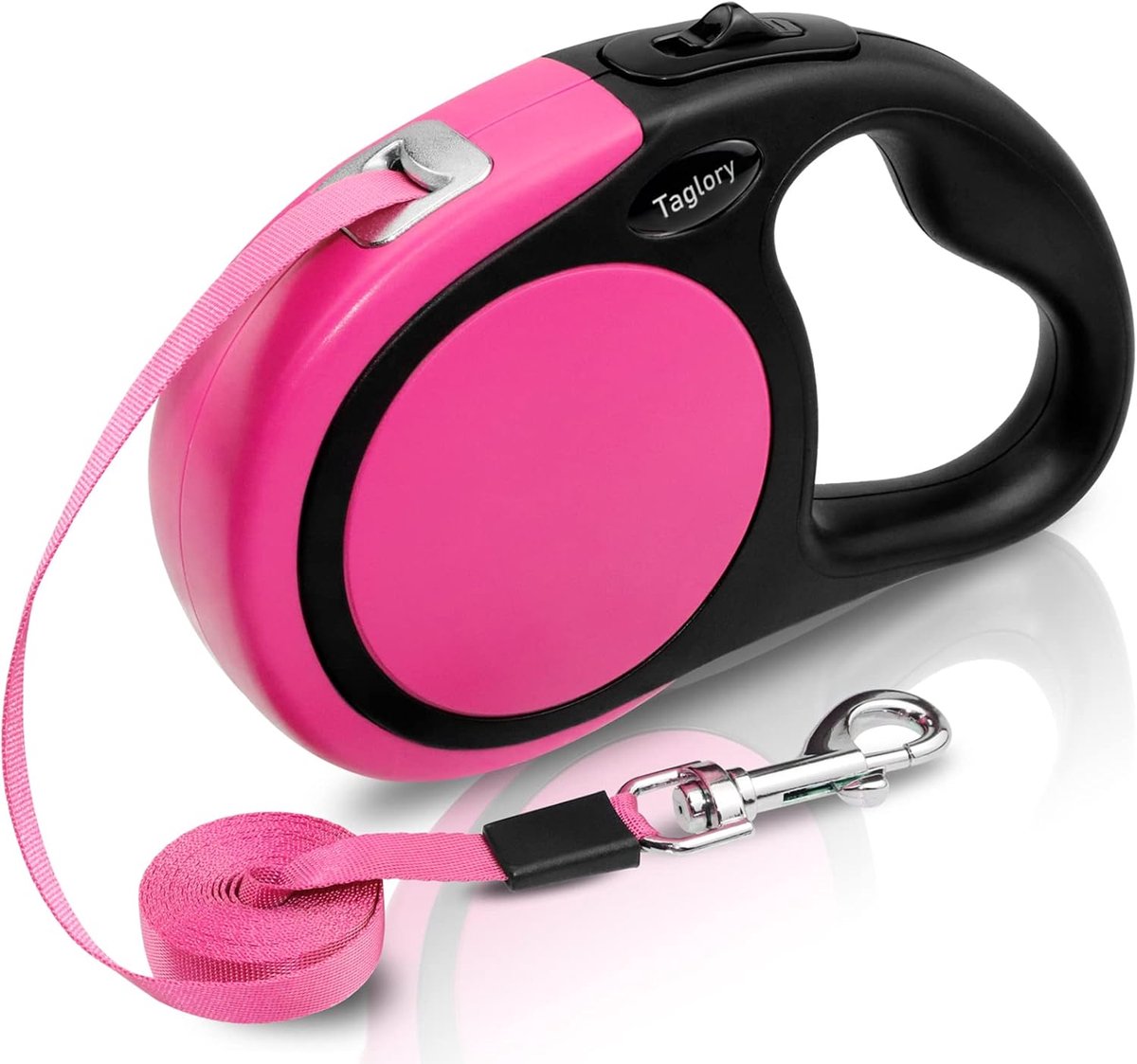 SnelShoppen - No-Tangle Intrekbare Hondenriem 5m - Uitschuifbare Nylon Riem voor Kleine en Middelgrote Honden tot 20 kg - Roze - Zwaar Belastbaar, Per