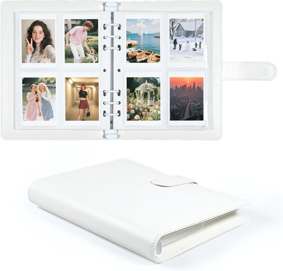 SnelShoppen - Fotoalbum voor 200 Foto's 5x3 Inch, Navulbaar PU-Leren Album met Pagina's, Compatibel met Instant Camera's zoals Fujifilm en Polaroid, P