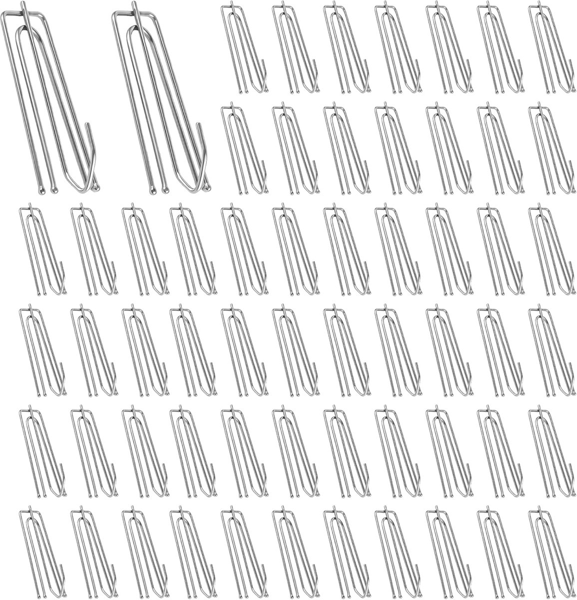 SnelShoppen - 60 Stuks Heavy Duty Knijpplooi Gordijnhaken - Roestvrij Stalen Potloodplooi Haken - 4 Klauwen voor Zware Gordijnen - Zilver - Ideaal voo