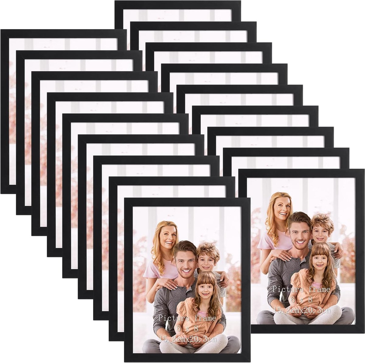 SnelShoppen - 18 Stuks Fotolijsten 15x20 cm, Zwarte Fotolijst Collageset voor Woonkamer, Slaapkamer, Kinderkamer, Kantoor, Wand- en Tafelstandaard