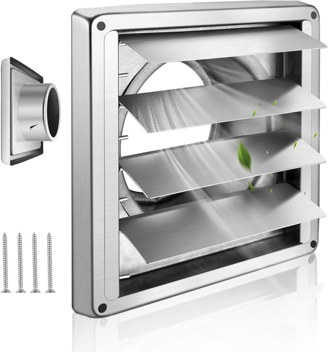 Ventilatie Grille - Luchtuitlaat Rooster - Muur Ventilatie - Roestvrij Staal - 120mm Diameter - Zilverkleurig