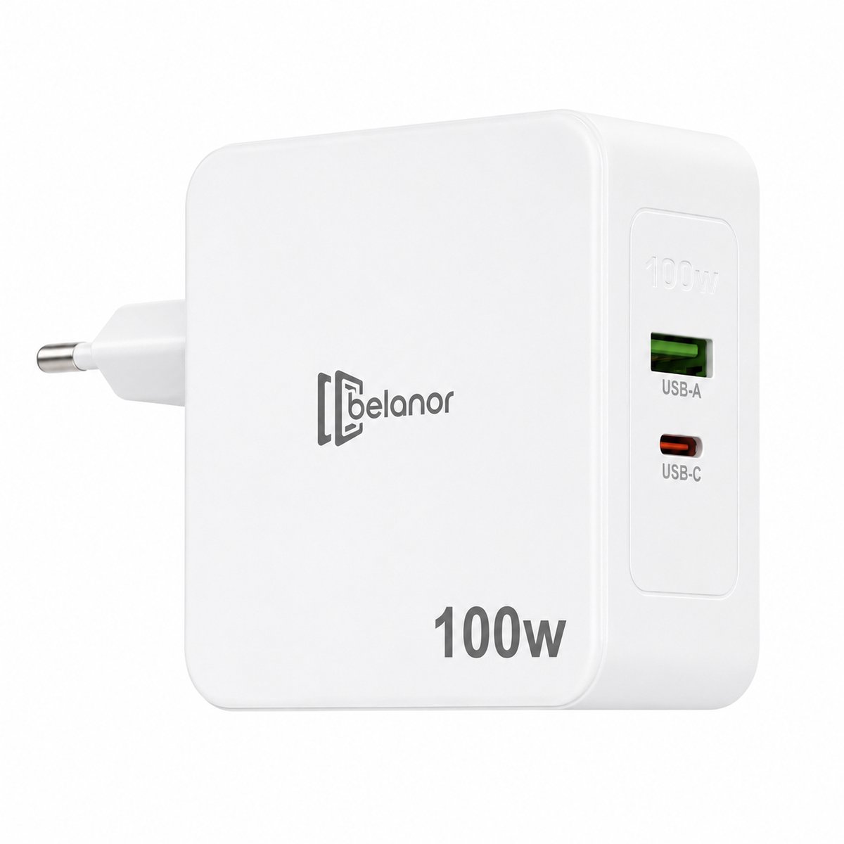 Belanor 100W GaN Snellader met USB-C Power Delivery (PD) en Quick Charge 3.0 – USB-A & USB-C Voedingsadapter