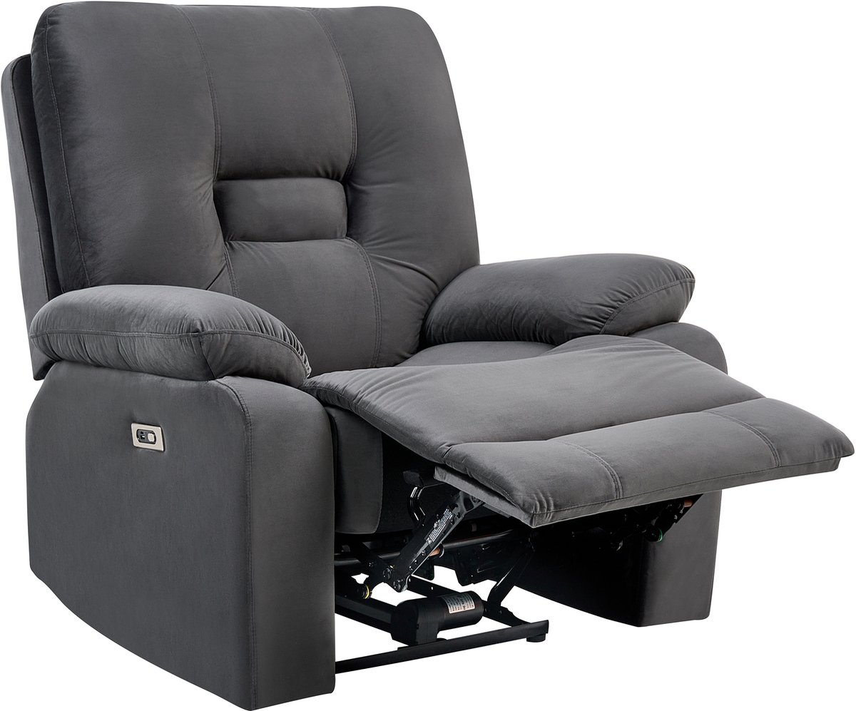 BERGEN - Relaxfauteuil - Donkergrijs - Fluweel