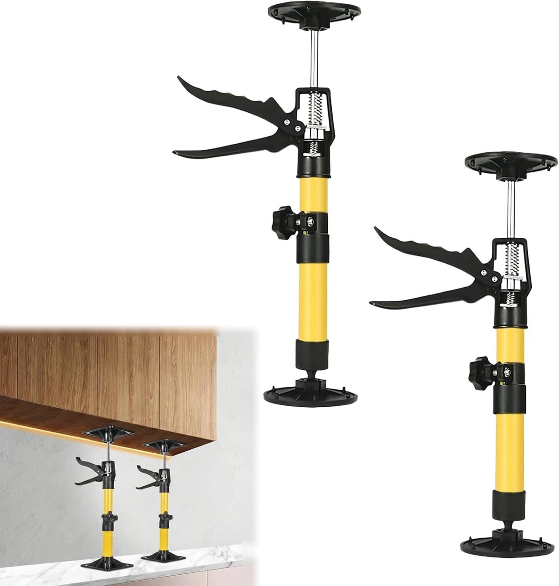 SnelShoppen - 2 Stuks Plafondsteun Kozijnspanner Montagesteun Deurkozijnspanner 30-59 cm Telescoopstang Eenhandssteun Draagkracht 50 kg voor Deurkozij
