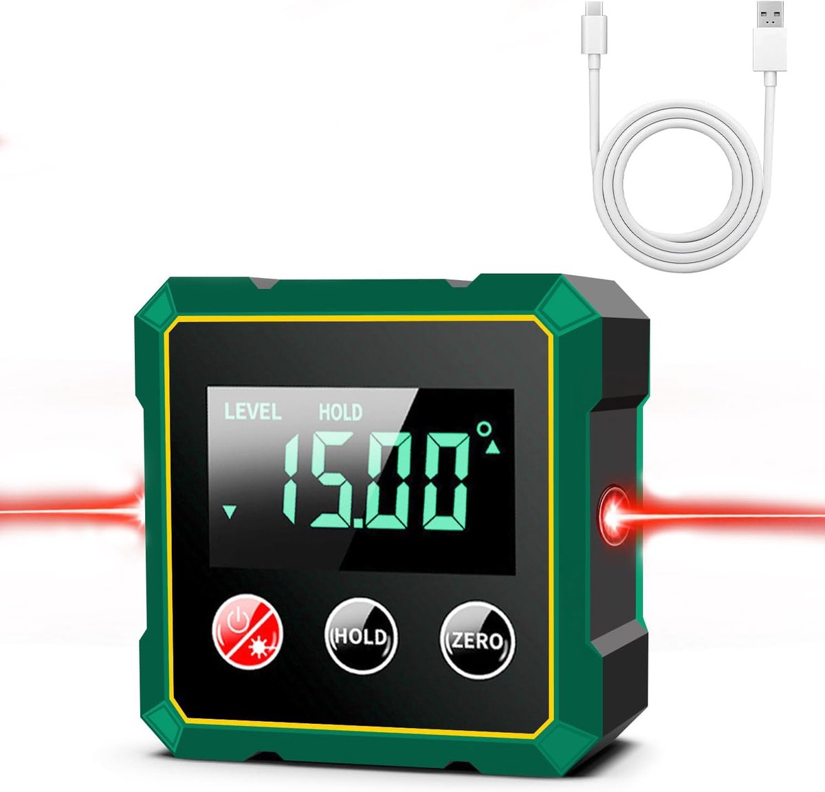 SnelShoppen - Digitale Hoekzoeker Waterpas met Laser - Nauwkeurige Hoekmetingen - Magnetisch, Compact, Ideaal voor Klussen, Bouw en Hobby - Handzaam e