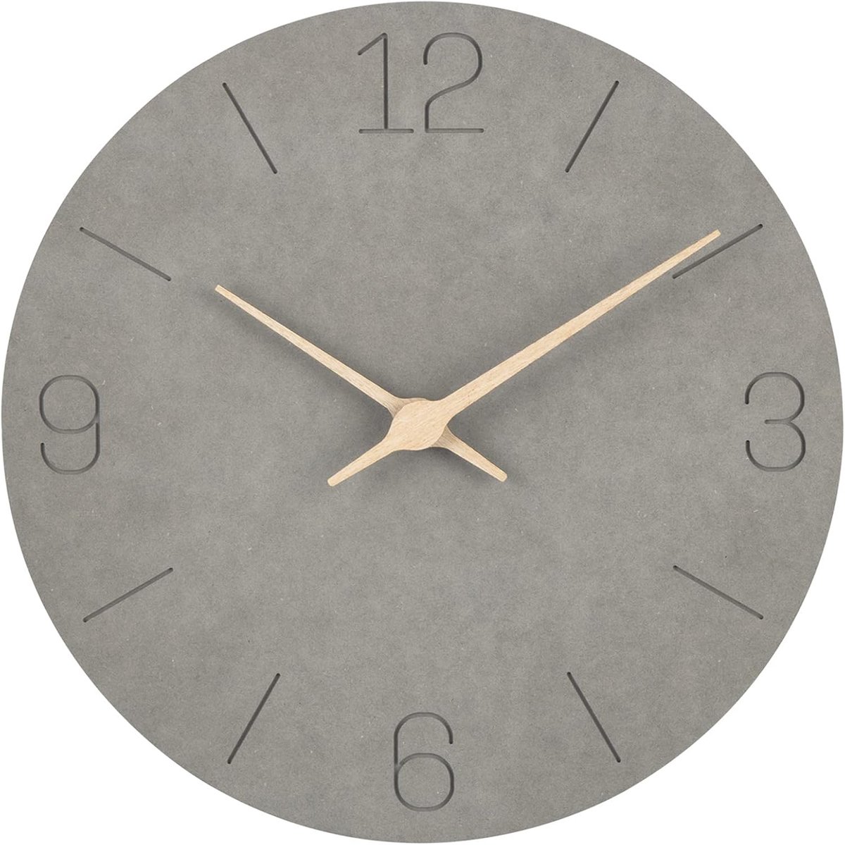 SnelShoppen - Wandklok 30 cm Rond Batterij-Aangedreven Stille Niet-Tikkende Grote Moderne Houten Klok Grijs Vintage Outdoor Decoratie voor Keuken Slaa