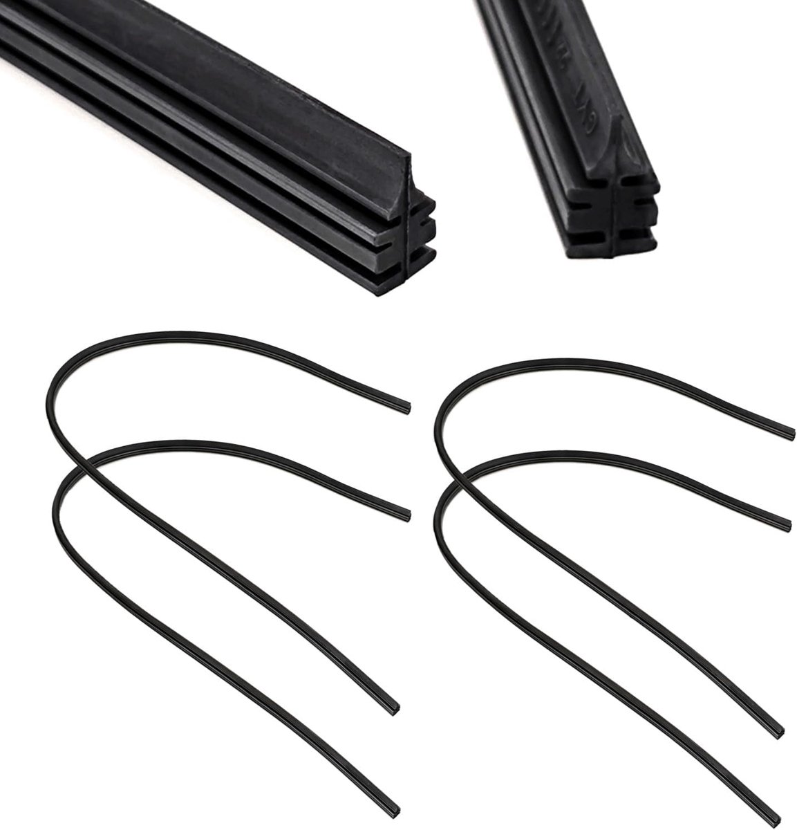 SnelShoppen - 4 Stuks 6mm Brede Snijbare Rubberen Ruitenwisser Strip 70cm - Vervang Ruitenwissers voor Auto - Geschikt voor Frameloze Ruitenwisserblad