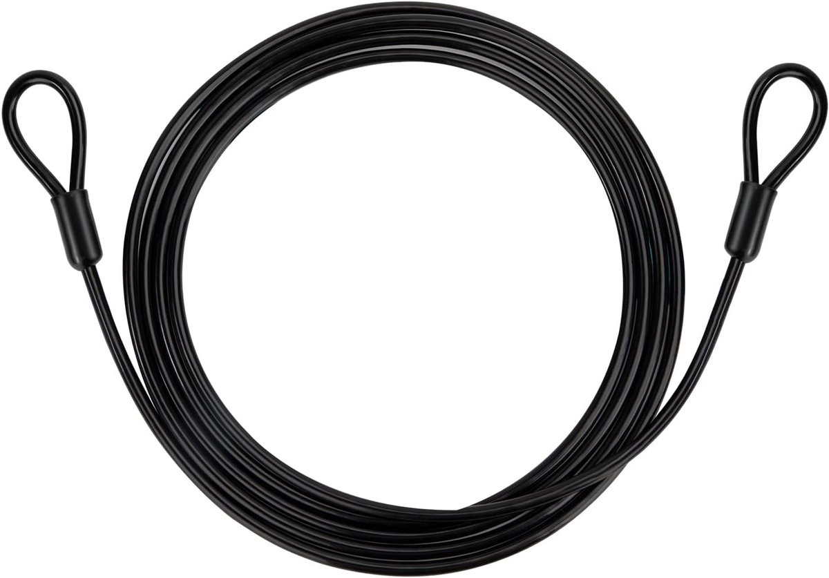 SnelShoppen - Fietsdiefstalbeveiligingskabel van Staal, 2 m Lang, 4 mm Dik, PVC-Coating, Geschikt voor Hangsloten, U-slot of Schijf, Zwart