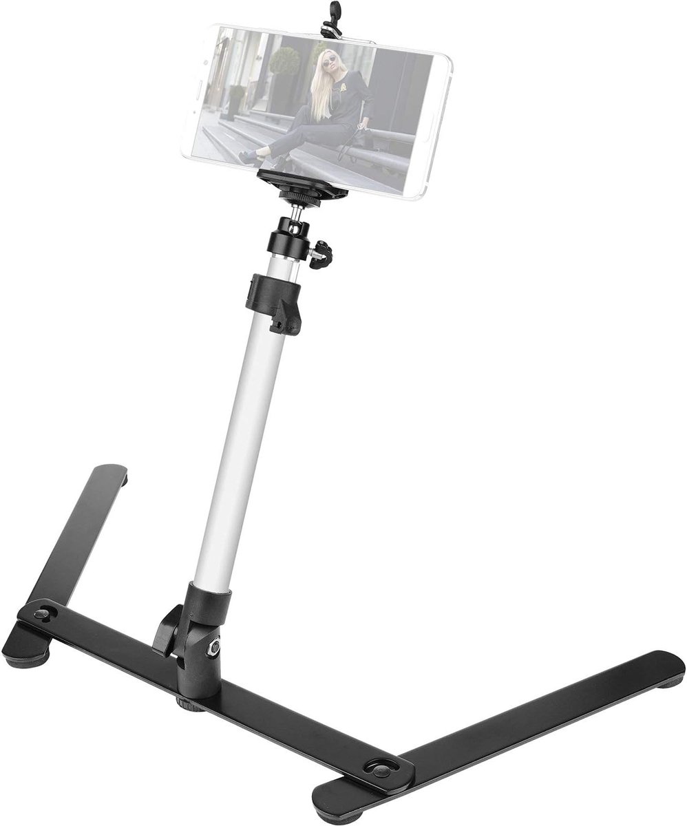SnelShoppen - ChromLives Pico Kopieerhouder voor Projector met Telefoonklem, Verstelbaar Mini Statief voor Smartphone, Perfect voor YouTube, Live-uitz